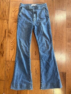 Women’s Flare Jeans in Medium Blue — Stretch Flared Denim HAPPI